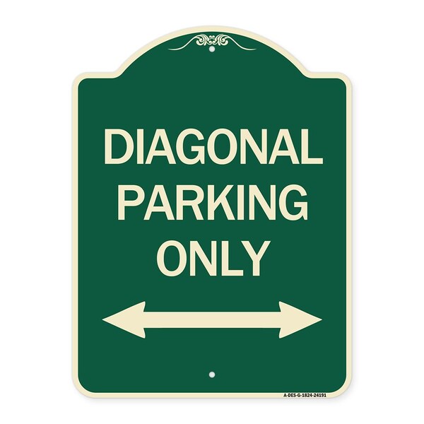Diagonal Parking Only with Bidirectional Arrow Heavy-Gauge Aluminum Architectural Sign